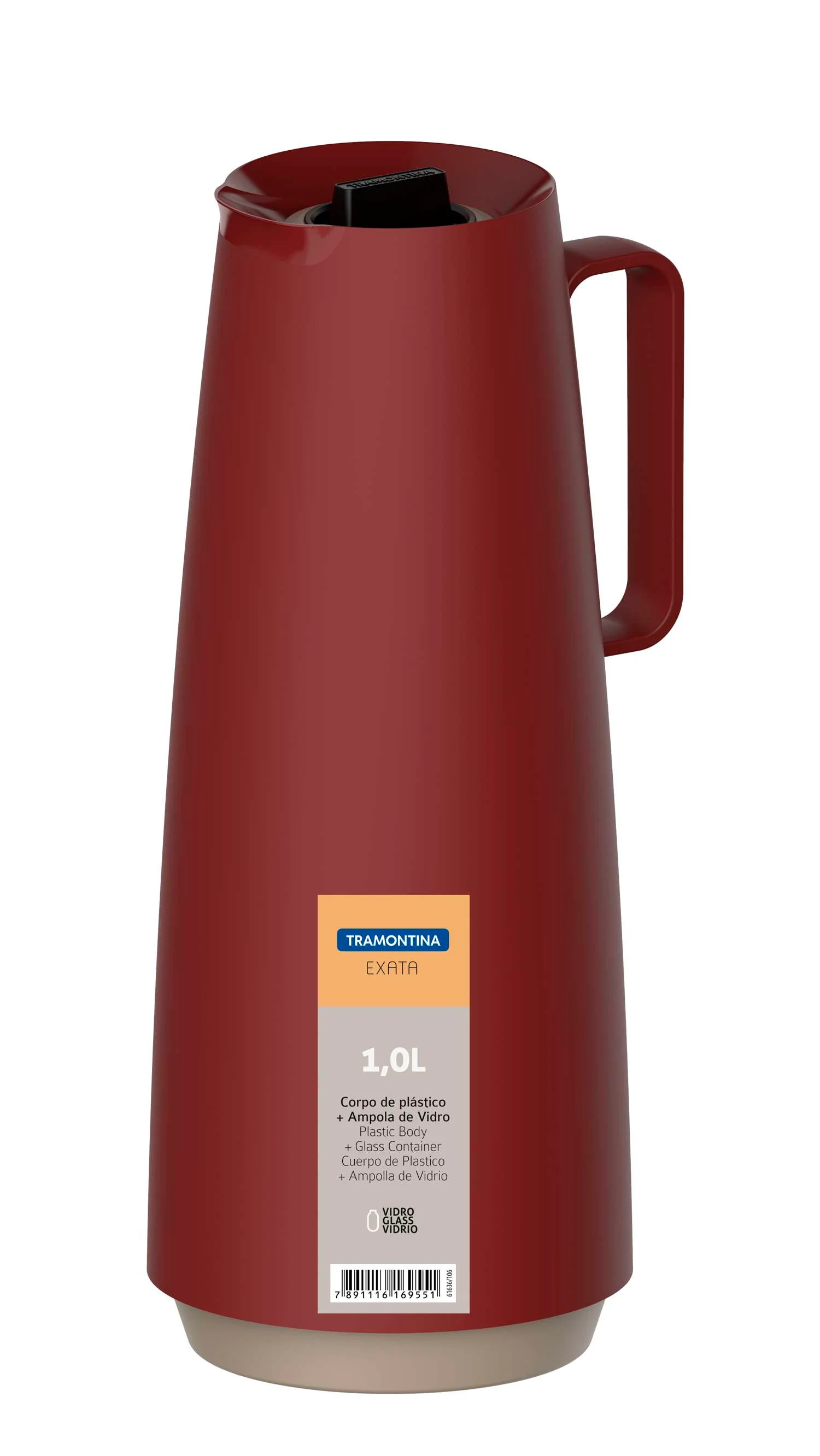 Tramontina Thermal Flask with Interior Glass Container (Red, 1.0l) - Image 8