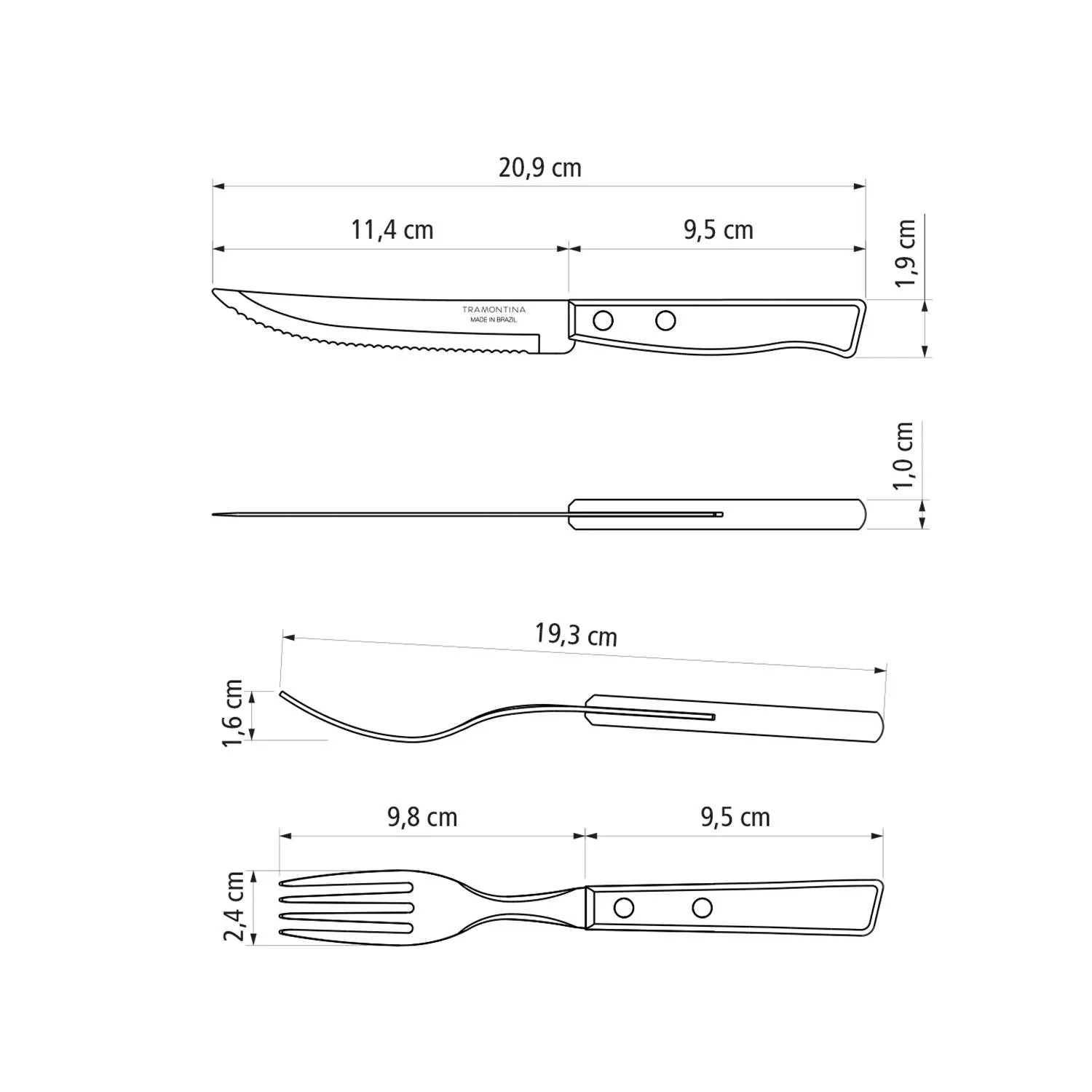 Tramontina Wooden Handle 12 Pcs. Cutlery Set - Image 7