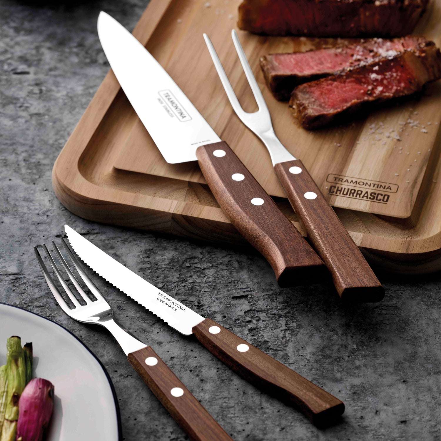 Tramontina Wooden Handle 14 Pcs. Cutlery and Carving Set - Image 3