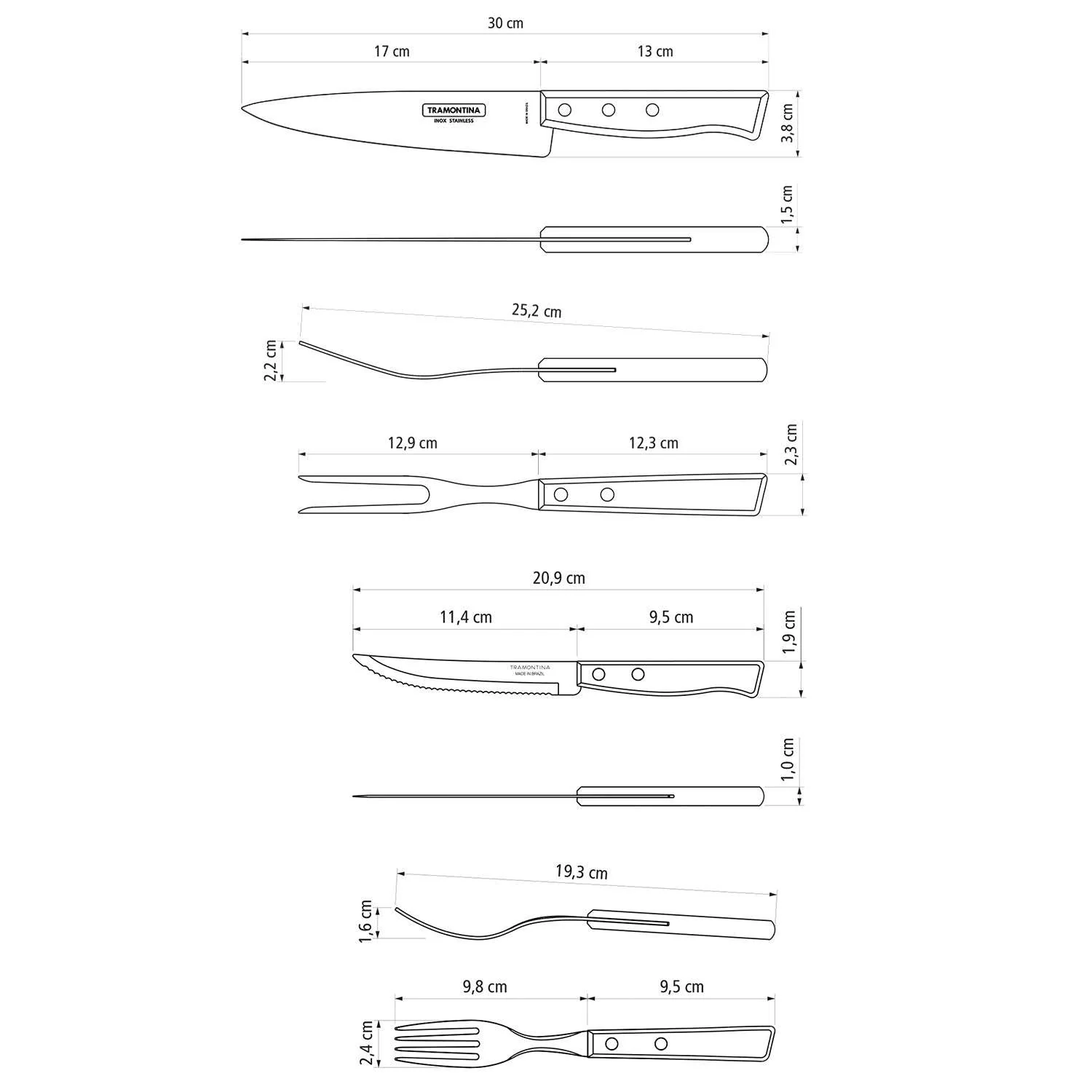 Tramontina Wooden Handle 14 Pcs. Cutlery and Carving Set - Image 5