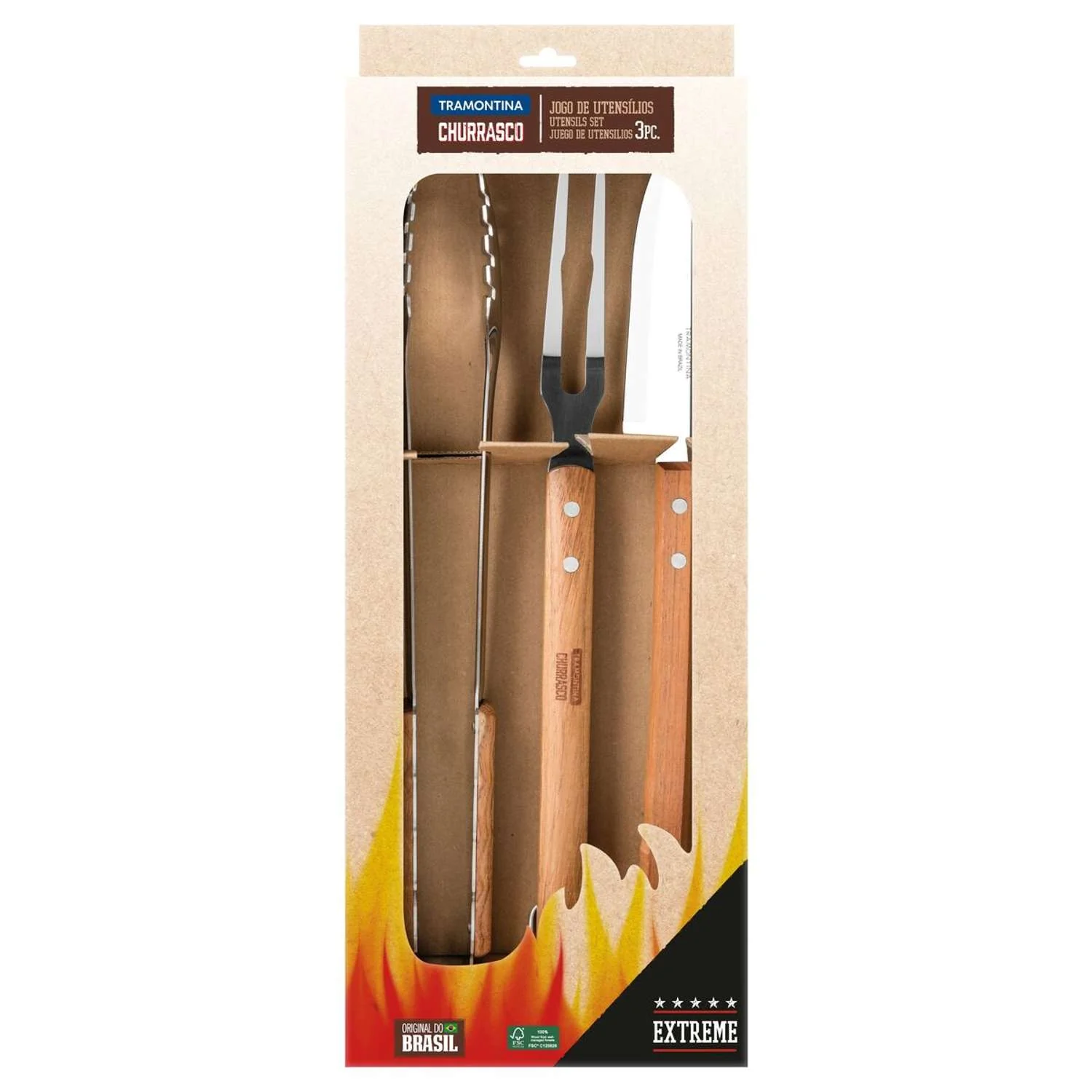 Tramontina Wooden Handle 3 Pcs. Barbecue Tool Set - Image 7