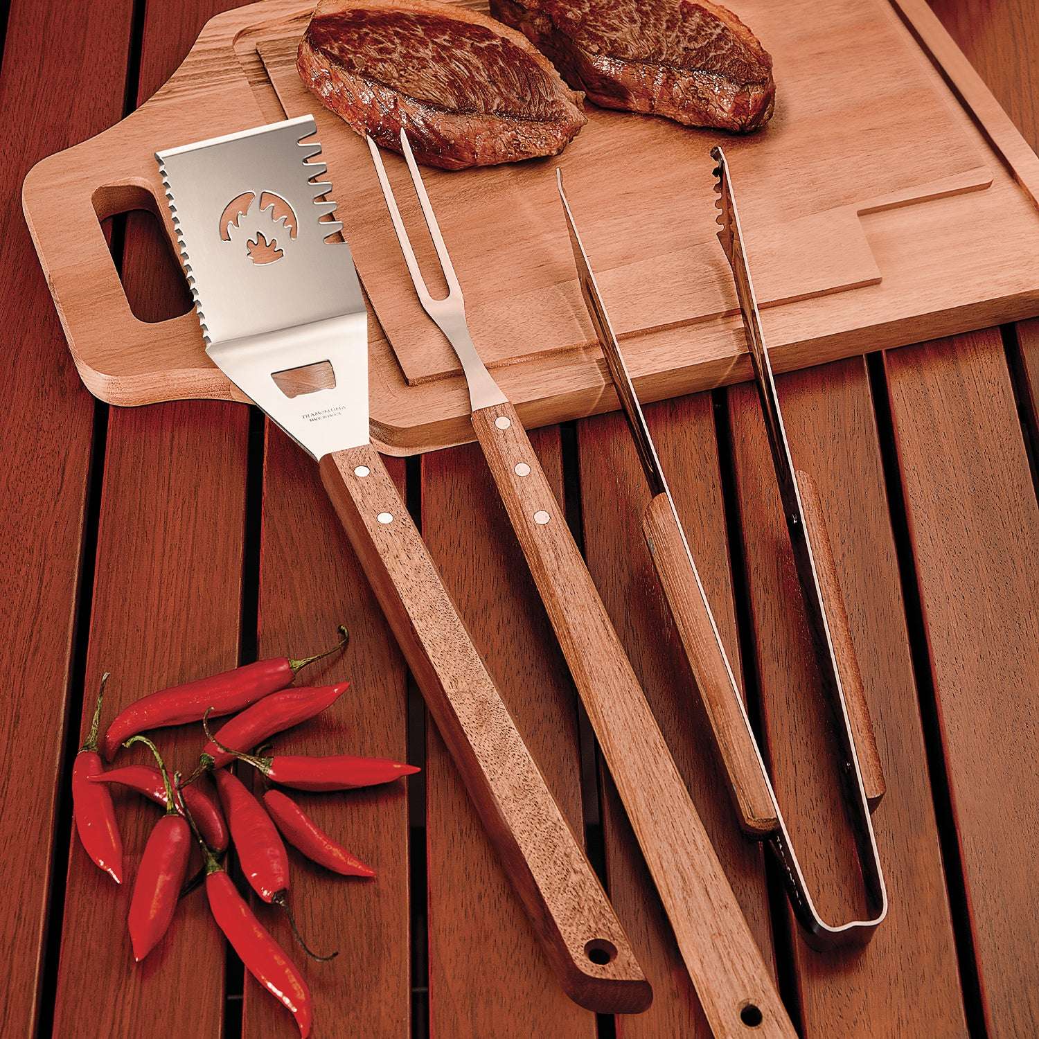 Tramontina Wooden Handle 3 Pcs. Barbecue Tools Set - Image 5