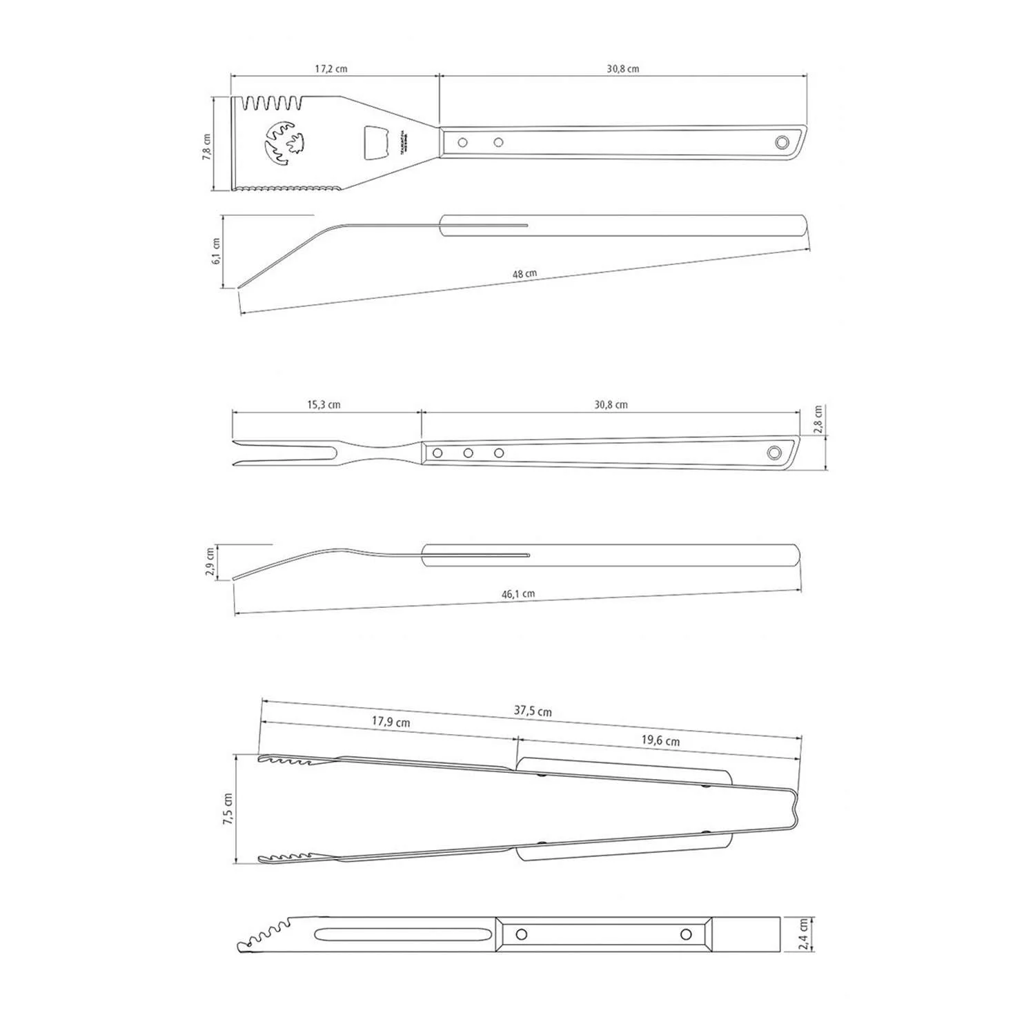 Tramontina Wooden Handle 3 Pcs. Barbecue Tools Set - Image 7