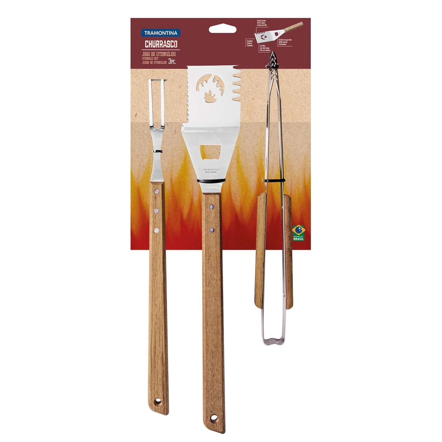 Tramontina Wooden Handle 3 Pcs. Barbecue Tools Set - Image 8